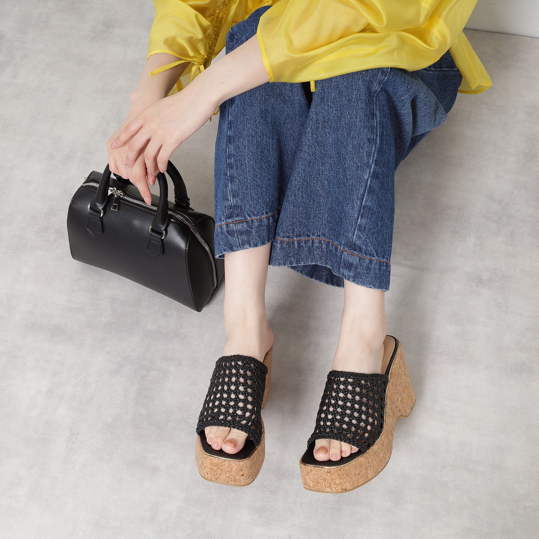 ESPERANZA「マクラメ編みウェッジミュール」|サンダル|