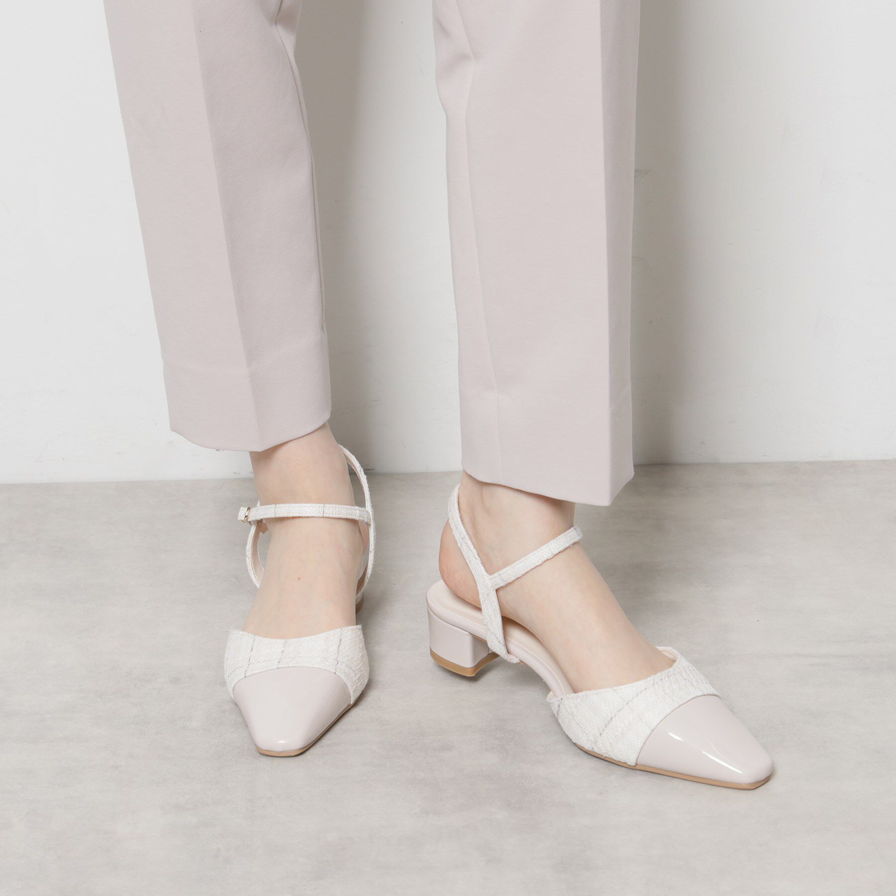 ESPERANZA「エナメル&times;ツイードストラップパンプス」|サンダル|