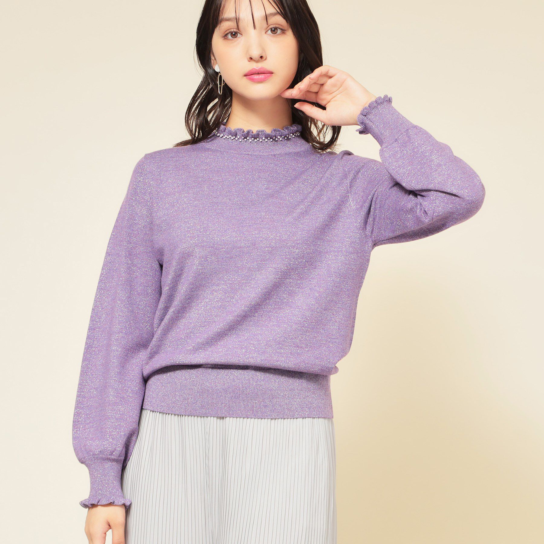 SunaUna「【SS～Lサイズ展開／6色展開】パール調ニット」|ニット・セーター|