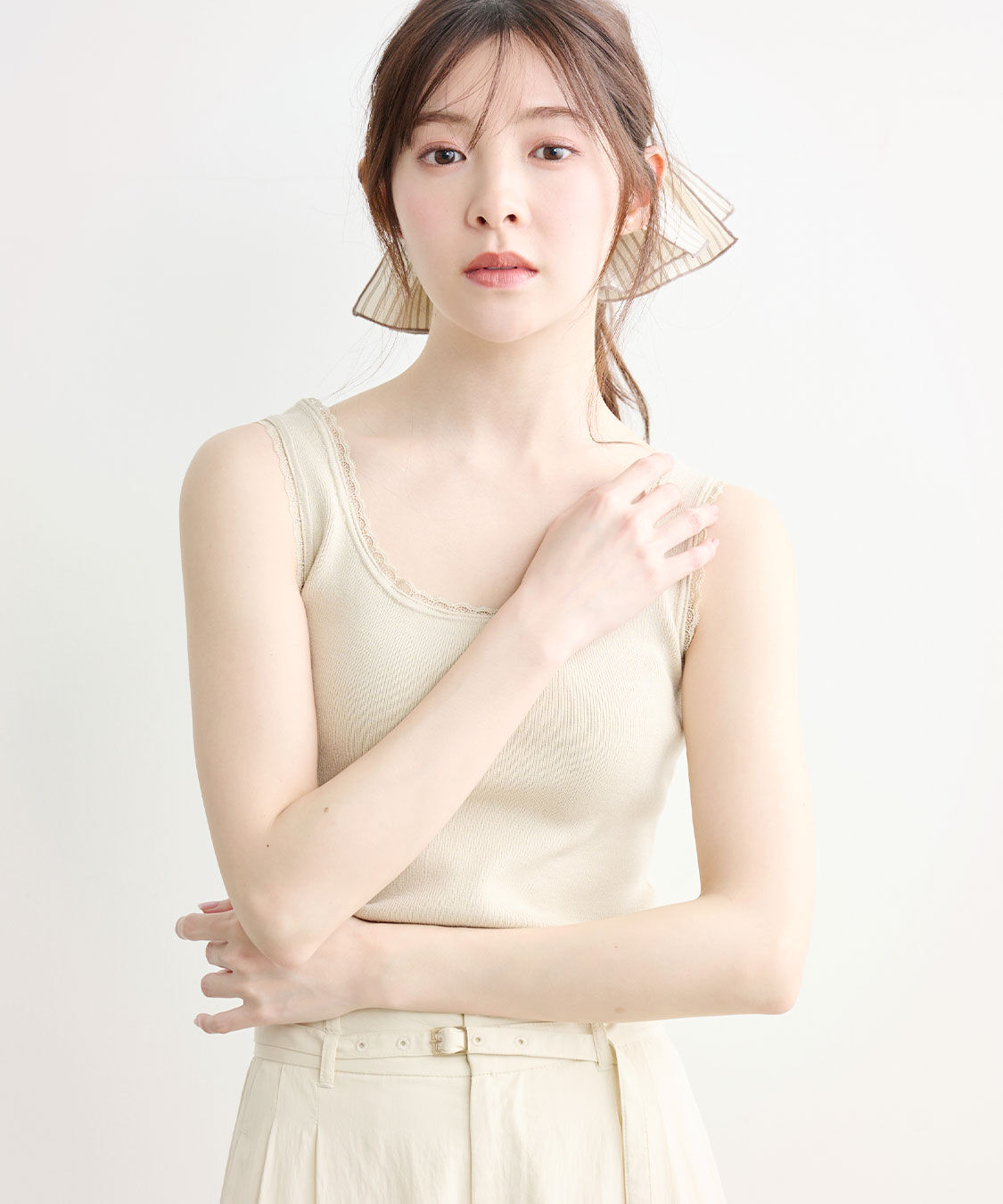 COCO DEAL「レーストリムニットタンクトップ」|ニット・セーター|