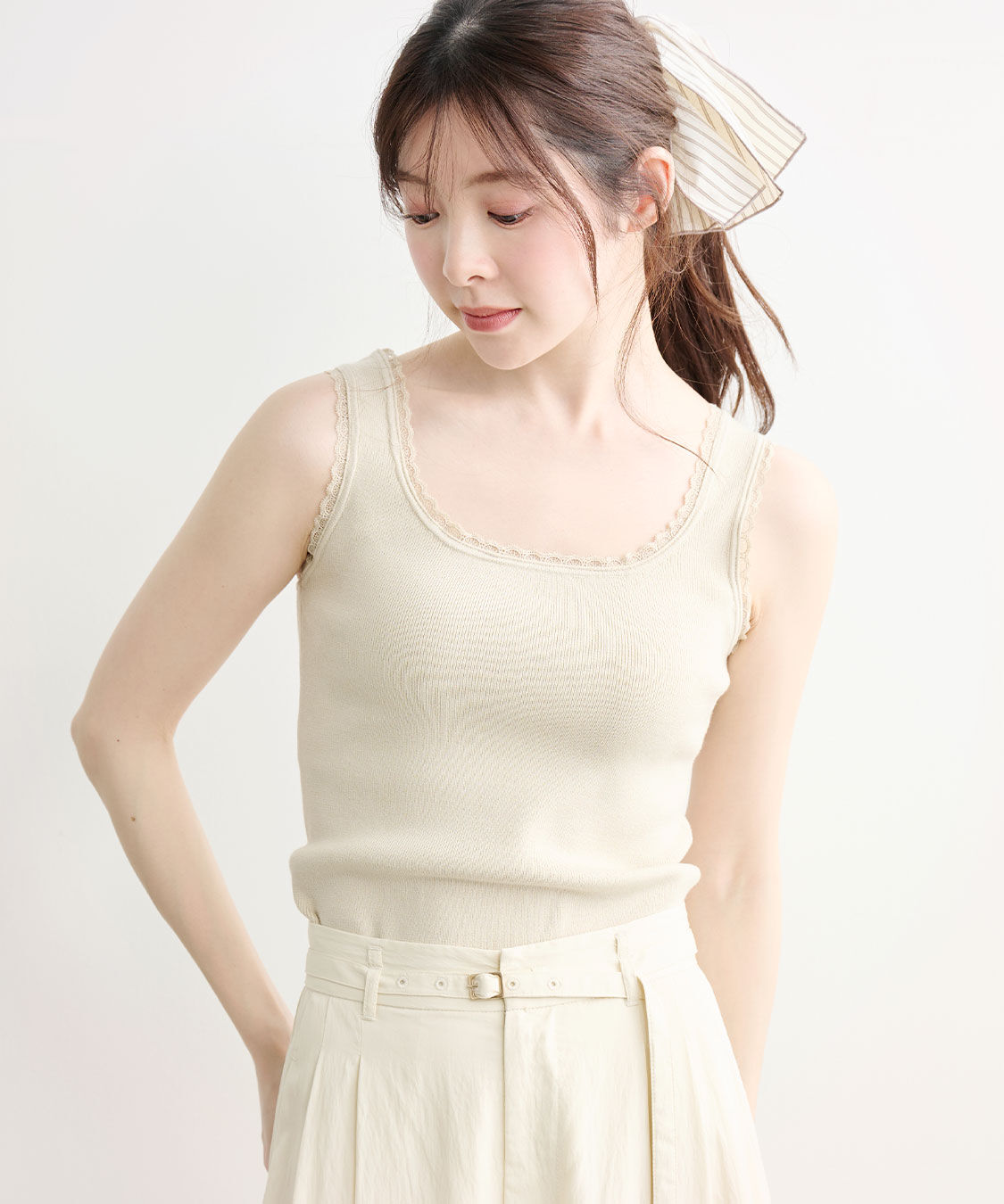 COCO DEAL「レーストリムニットタンクトップ」|ニット・セーター|