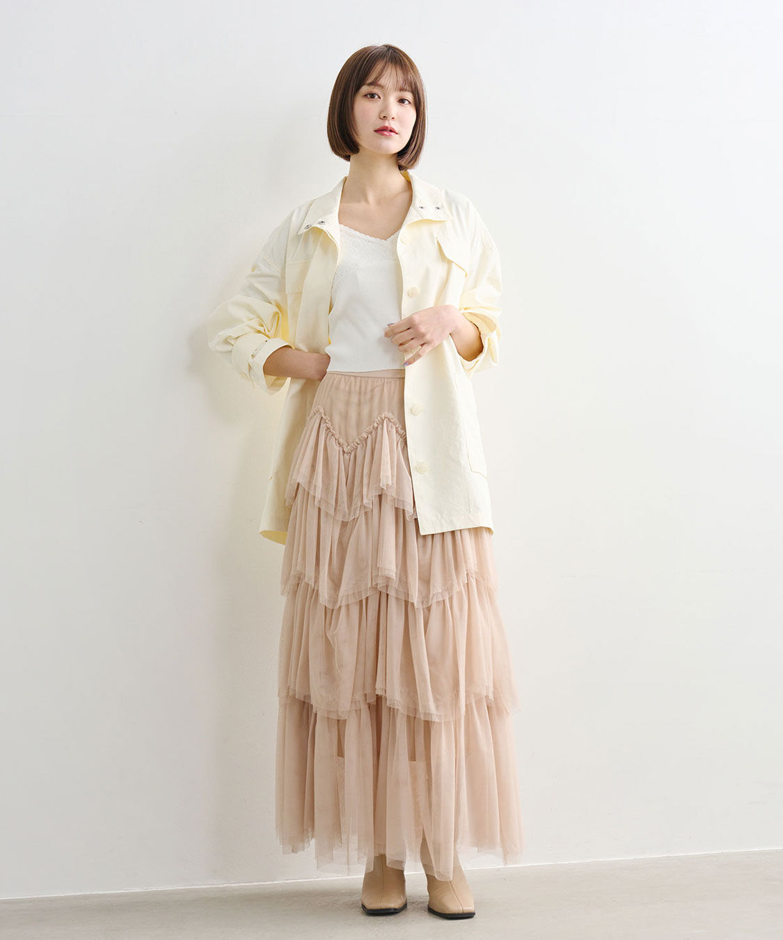 COCO DEAL「ジグザグティアードチュールスカート」|スカート|