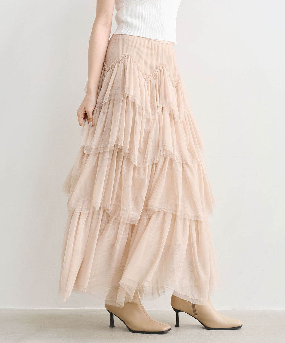 COCO DEAL「ジグザグティアードチュールスカート」|スカート|