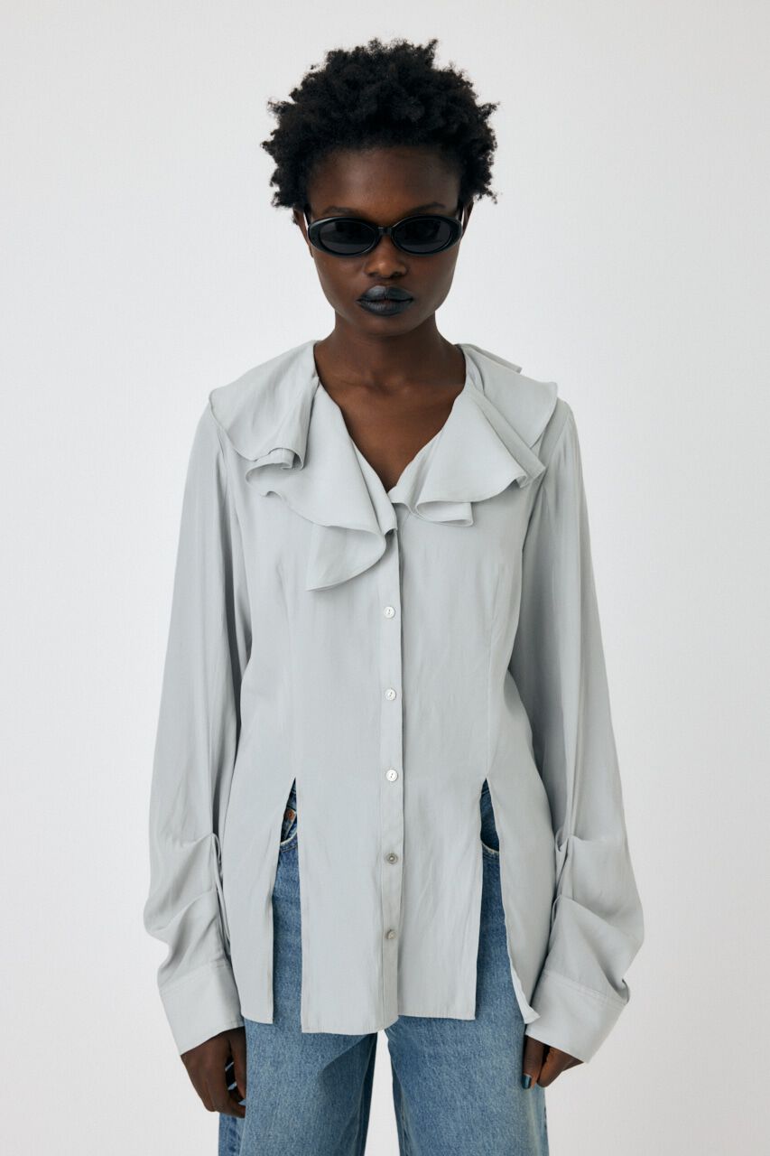 MOUSSY「RUFFLE ブラウス」|シャツ・ブラウス|L/GRY1