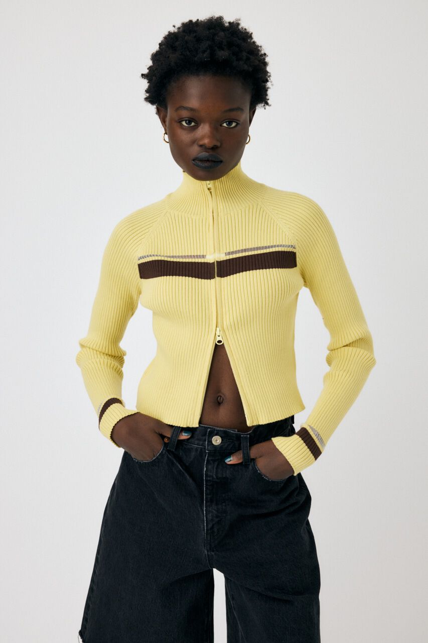 MOUSSY「W ZIP TRUCK ニット」|ニット・セーター|LIME