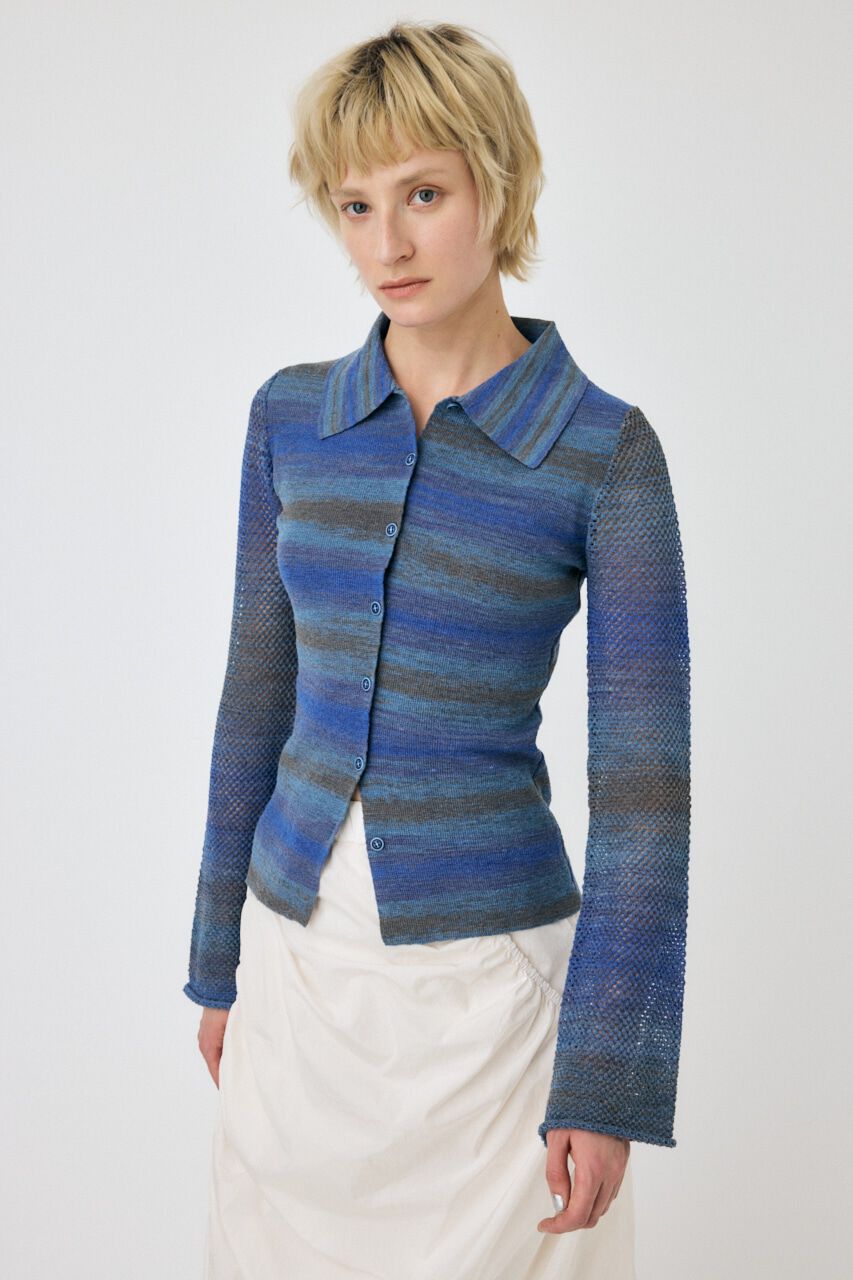 MOUSSY「MULTI BORDER ニットシャツ」|シャツ・ブラウス|