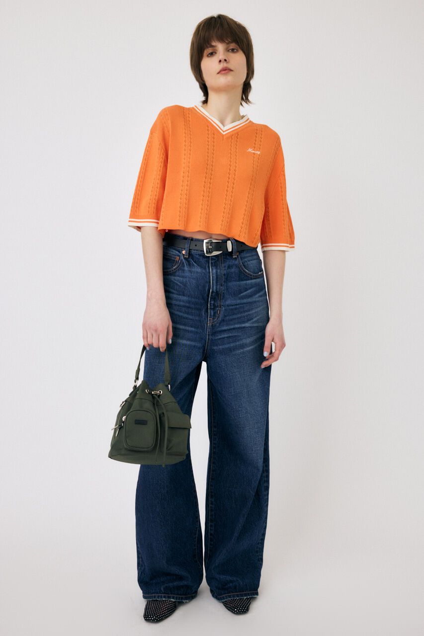 MOUSSY「MOUSSY CROPPED KNIT Tシャツ」|ニット・セーター|