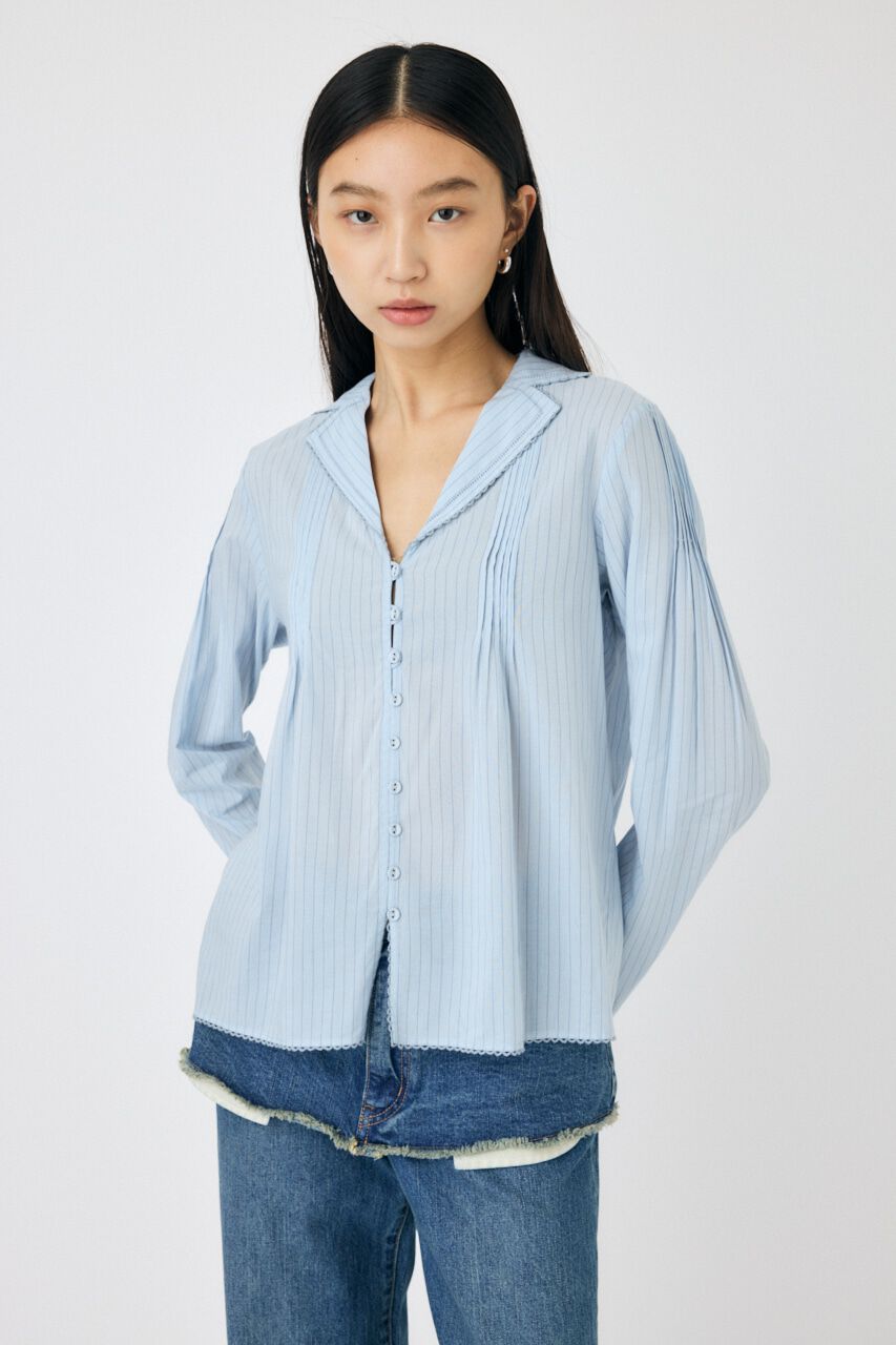 MOUSSY「COTTON PINTUCK ブラウス」|シャツ・ブラウス|柄BLU5