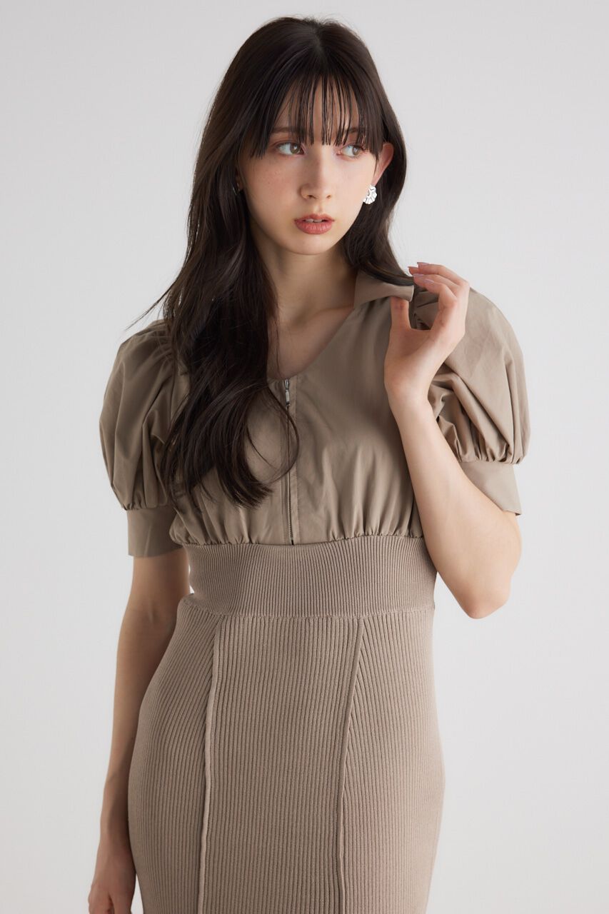 rienda「シャツドッキング Knit OP」|ワンピース|