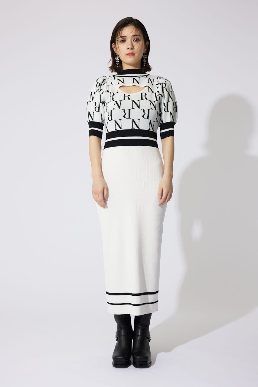 rienda「2WAYRロゴラインニットワンピース」|ワンピース|