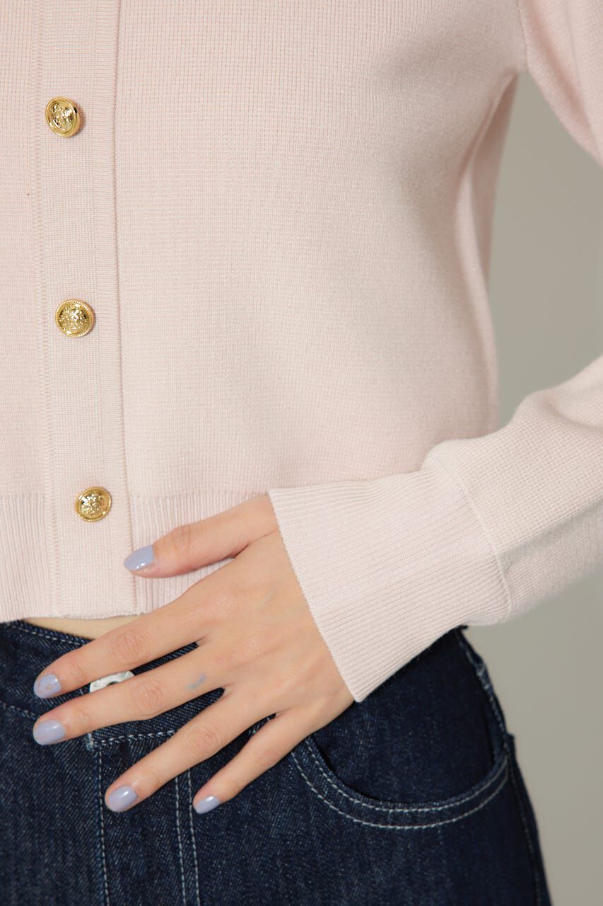 rienda「ゴールドボタンロングスリーブニットトップス」|ニット・セーター|