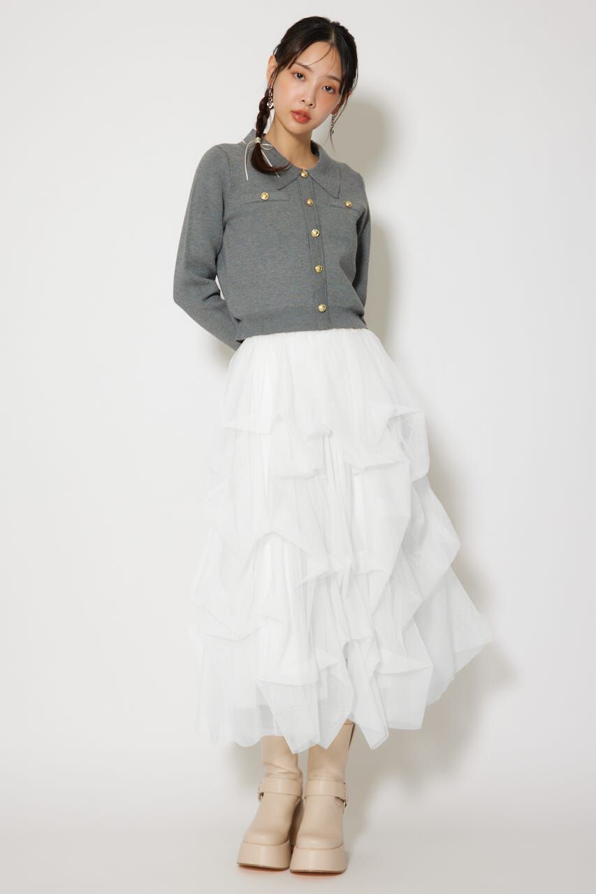 rienda「ゴールドボタンロングスリーブニットトップス」|ニット・セーター|