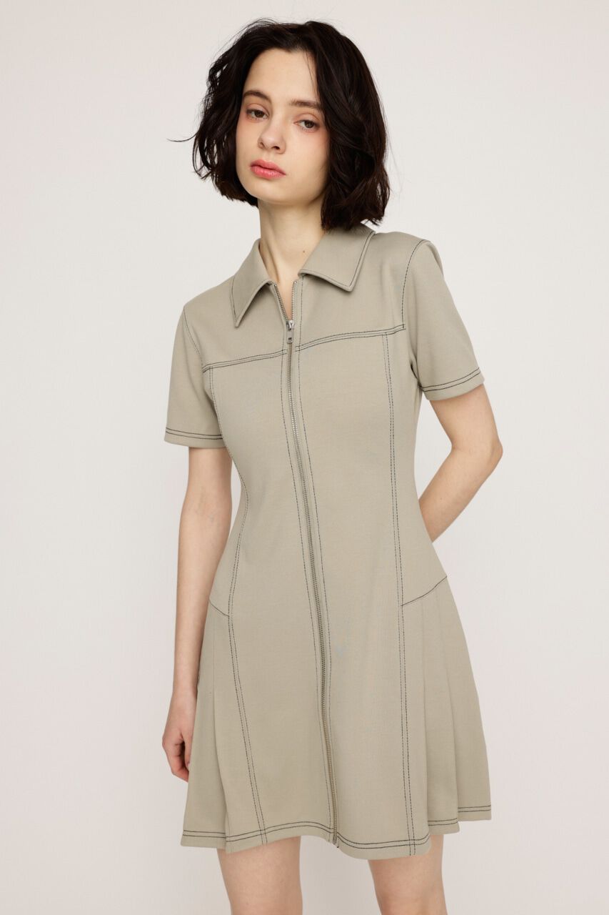 SLY「FRONT ZIP SIDE PLEATS ショートワンピース」|ワンピース|IVOY3
