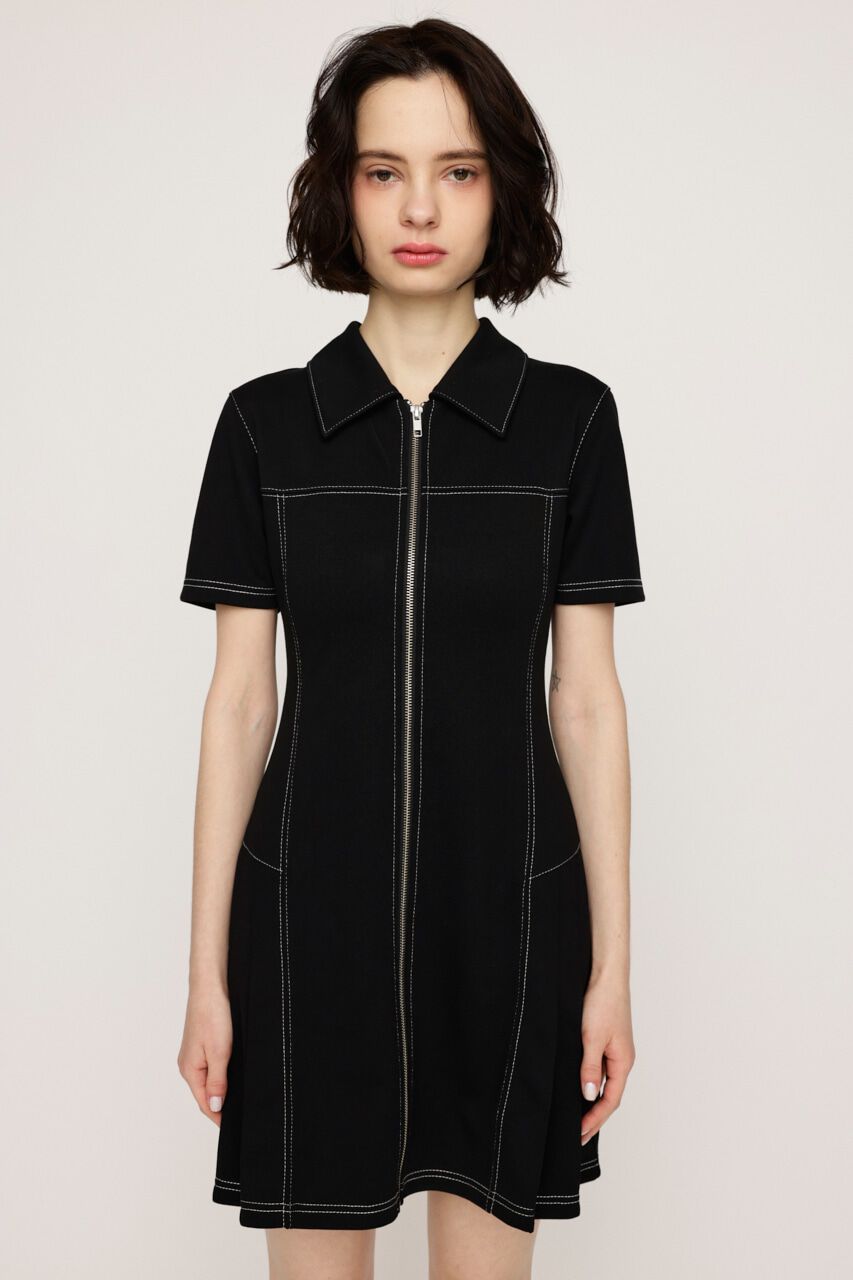 SLY「FRONT ZIP SIDE PLEATS ショートワンピース」|ワンピース|