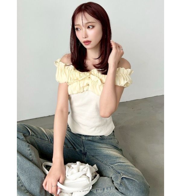 RESEXXY「ボリュームフリルドッキングカットトップス」|Tシャツ・カットソー|