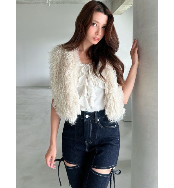 RESEXXY「フラッフィーボリュームショートベスト」|その他|