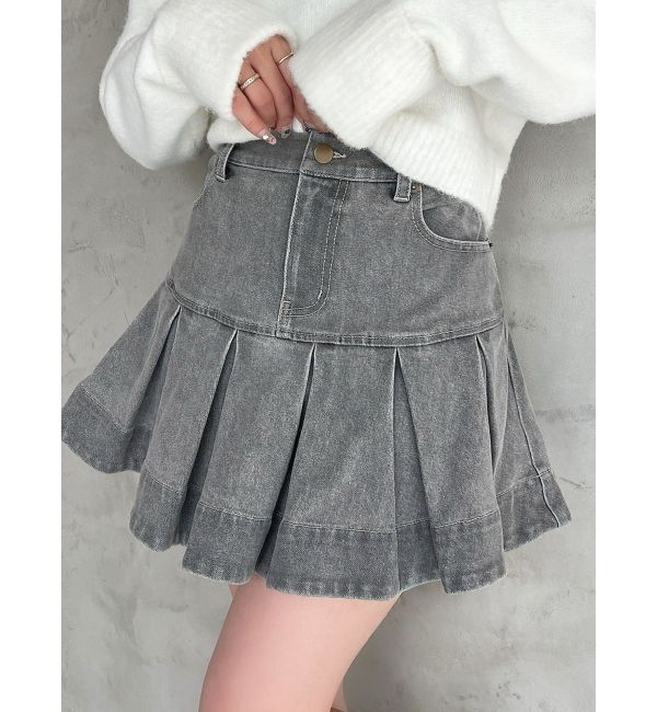 RESEXXY「ボリュームフリルデニムスカート」|スカート|グレー