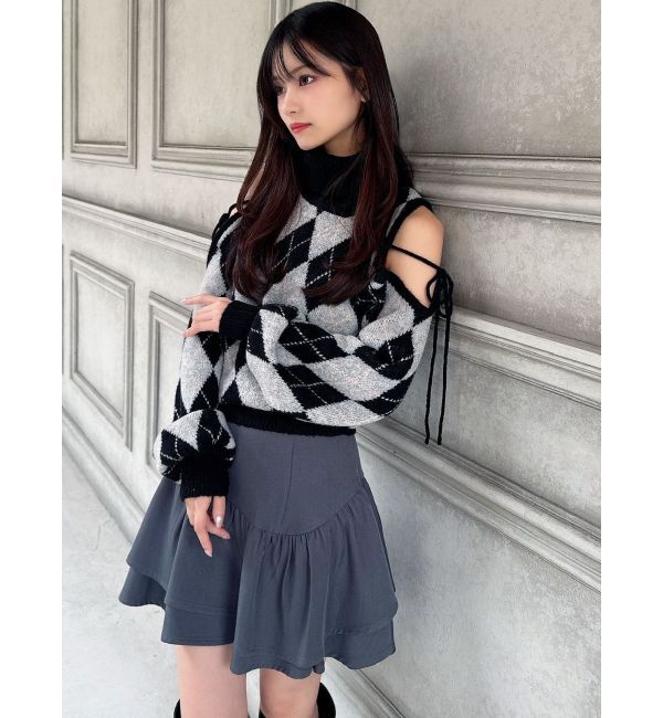 RESEXXY「アーガイルタートルニットトップス」|ニット・セーター|