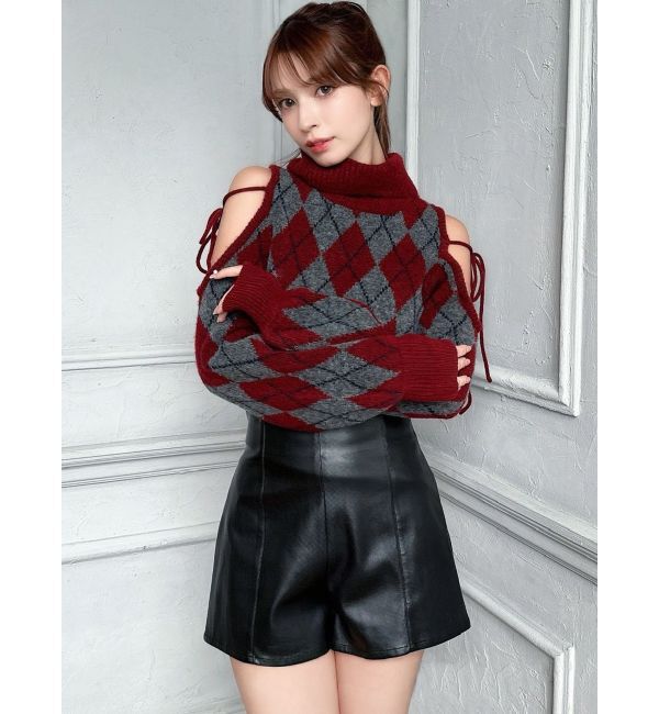 RESEXXY「アーガイルタートルニットトップス」|ニット・セーター|
