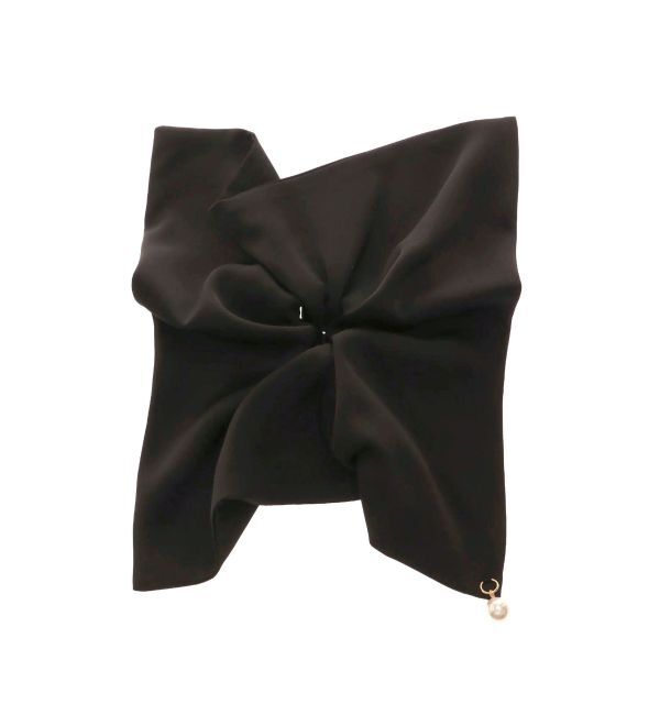 dazzlin「サテンパールスクエアシュシュ」|ヘアゴム・シュシュ|ブラック