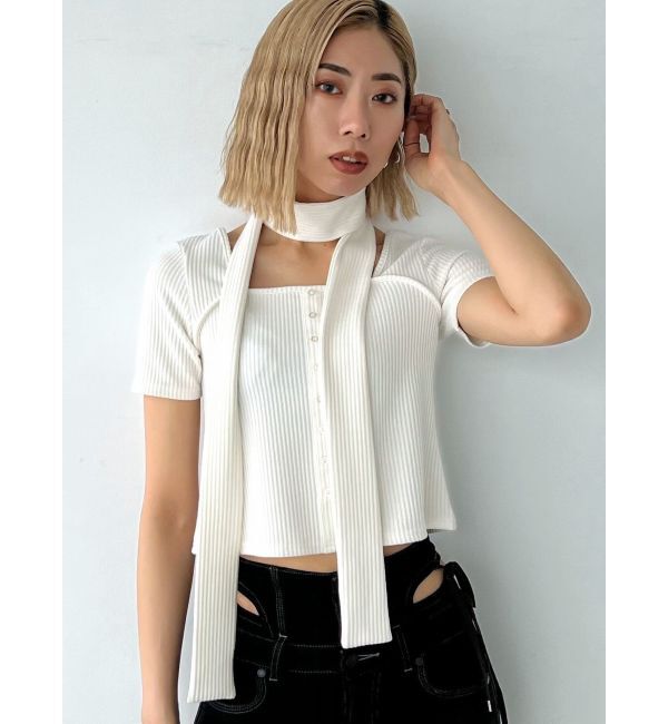 EMODA「スリムタイボタントップ」|Tシャツ・カットソー|