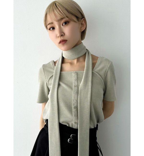 EMODA「スリムタイボタントップ」|Tシャツ・カットソー|ライム