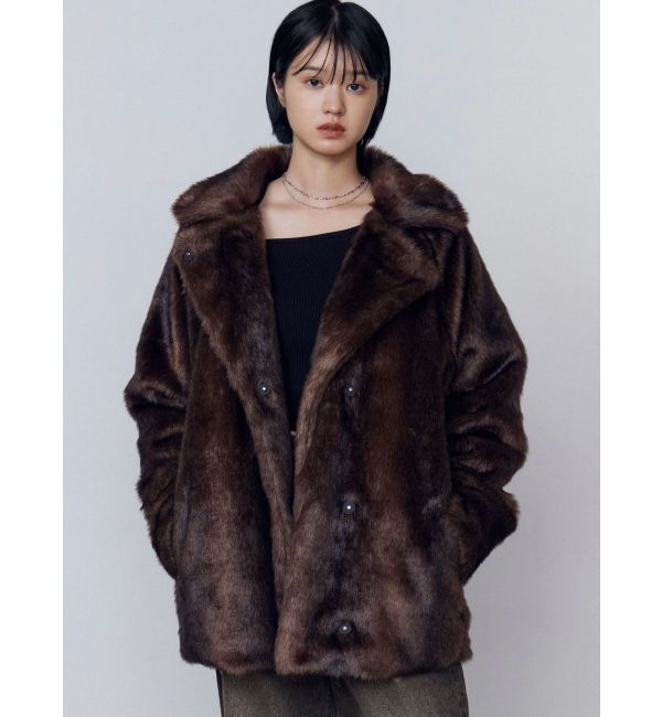 EMODA「ミディフェイクファーコート」|ダウン|ブラウン