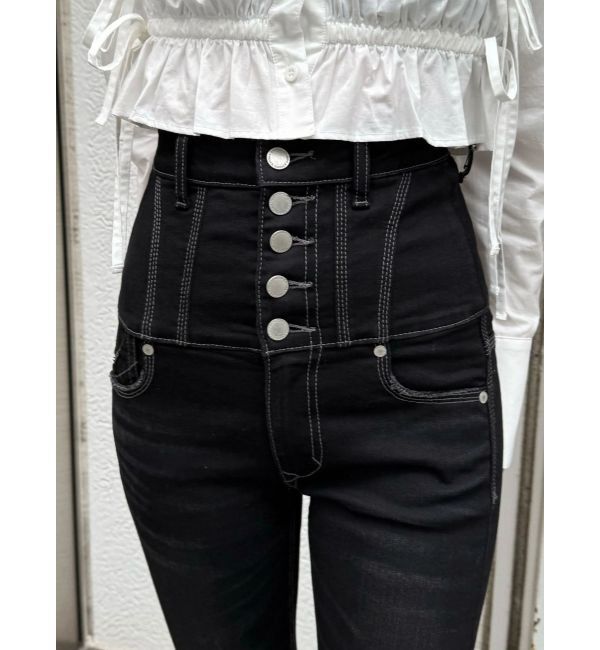 EMODA「スーパーハイウエストフレアパギンス」|デニム|