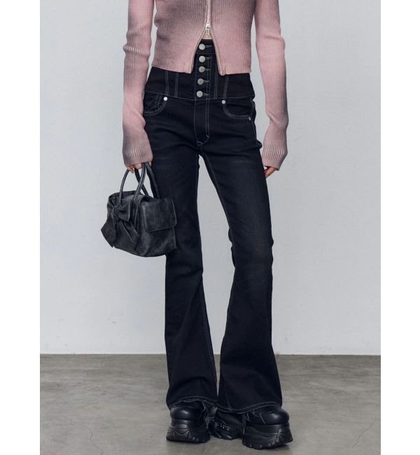 EMODA「スーパーハイウエストフレアパギンス」|デニム|