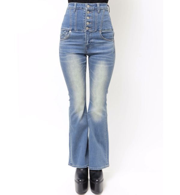 EMODA「スーパーハイウエストフレアパギンス」|デニム|