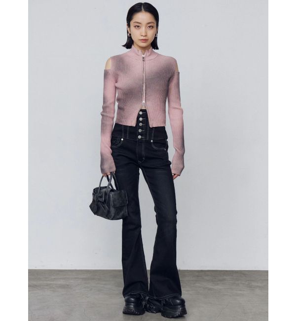 EMODA「スーパーハイウエストフレアパギンス」|デニム|