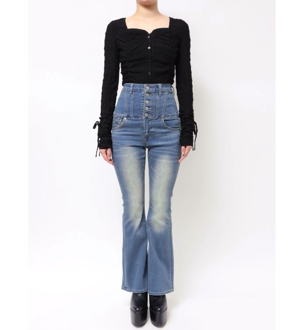 EMODA「スーパーハイウエストフレアパギンス」|デニム|