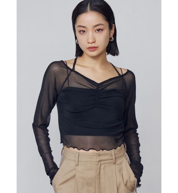 EMODA「ストラップシアートップス」|Tシャツ・カットソー|ブラック