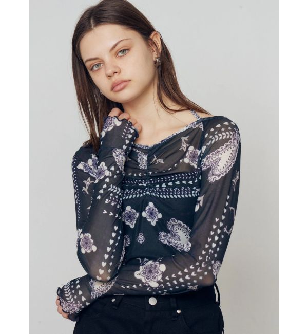 EMODA「ストラップシアートップス」|Tシャツ・カットソー|ネイビー