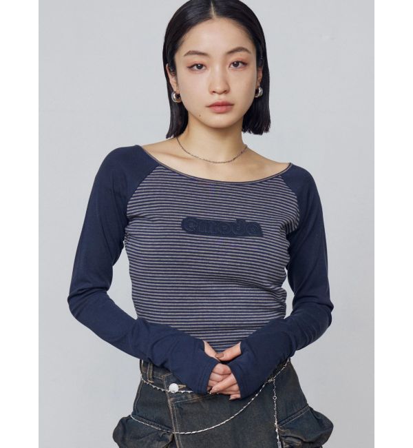 EMODA「ロゴパッチクロップドロンT」|Tシャツ・カットソー|