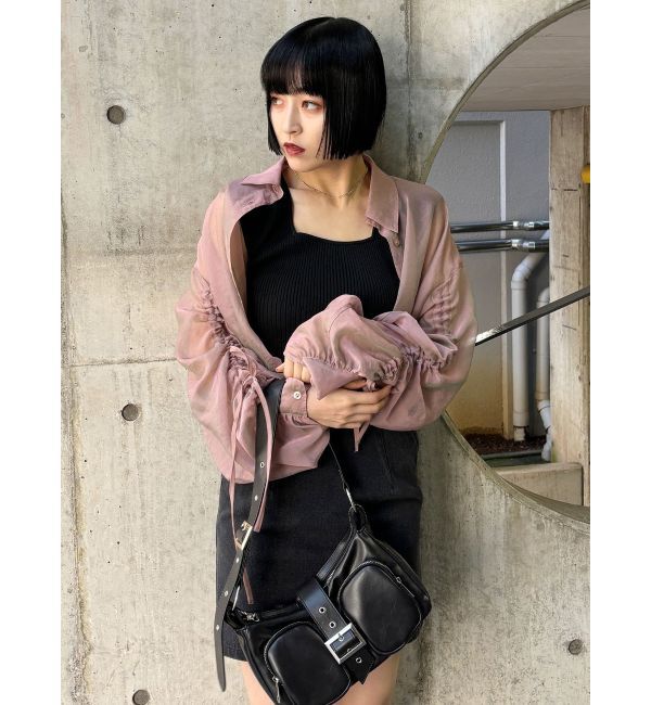 MURUA「リボンドロストスリーブシャイニーシアーシャツ」|シャツ・ブラウス|