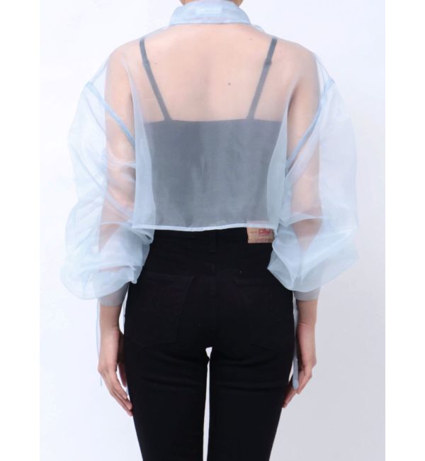 MURUA「リボンドロストスリーブシャイニーシアーシャツ」|シャツ・ブラウス|