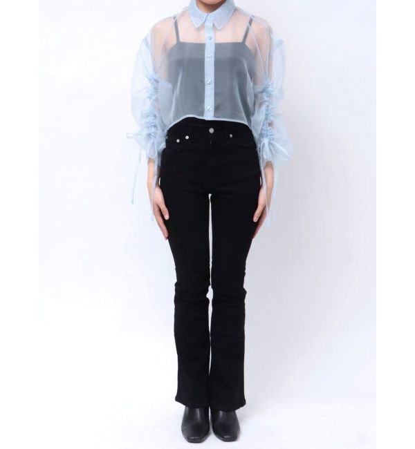 MURUA「リボンドロストスリーブシャイニーシアーシャツ」|シャツ・ブラウス|