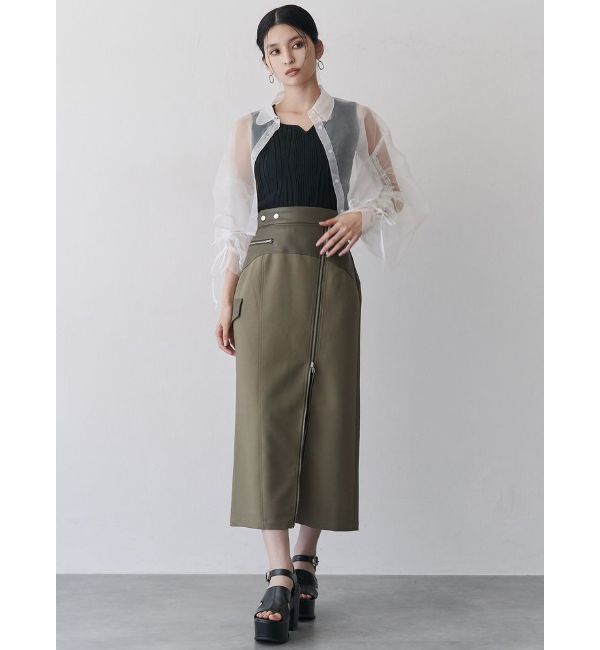 MURUA「リボンドロストスリーブシャイニーシアーシャツ」|シャツ・ブラウス|