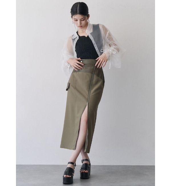 MURUA「リボンドロストスリーブシャイニーシアーシャツ」|シャツ・ブラウス|