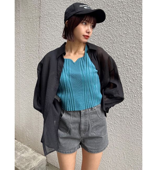 MURUA「スクエアキーネックリブニットタンク」|タンクトップ|