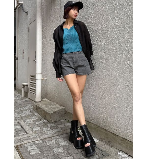 MURUA「スクエアキーネックリブニットタンク」|タンクトップ|