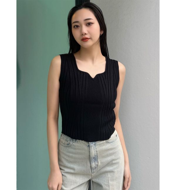 MURUA「スクエアキーネックリブニットタンク」|タンクトップ|