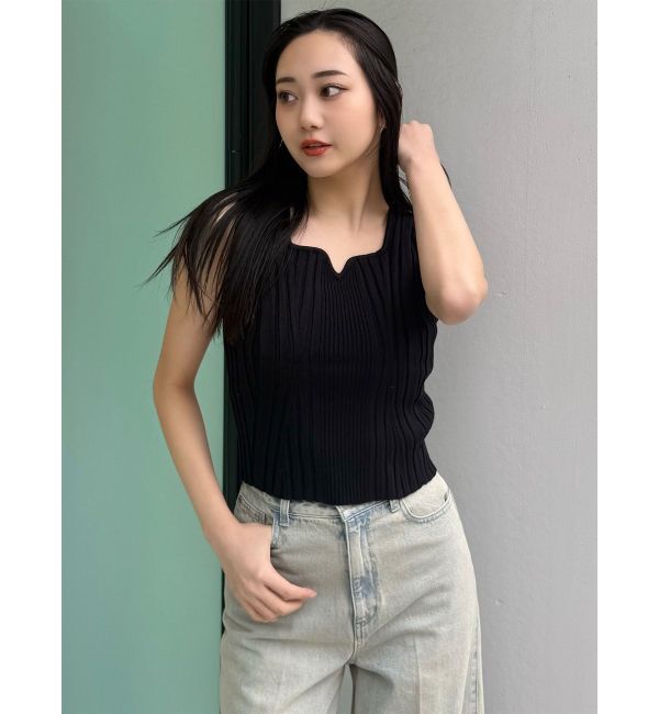 MURUA「スクエアキーネックリブニットタンク」|タンクトップ|