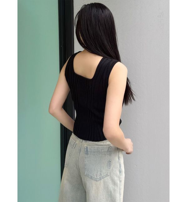 MURUA「スクエアキーネックリブニットタンク」|タンクトップ|