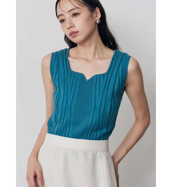 MURUA「スクエアキーネックリブニットタンク」|タンクトップ|ブルー