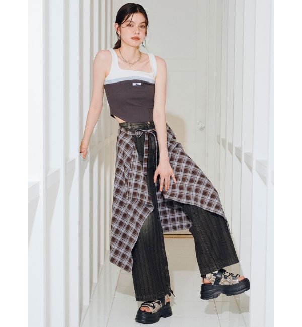 MURUA「ベアドッキングテレコタンク」|タンクトップ|