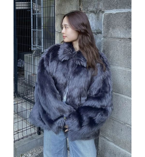 Ungrid「ボリュームデザインファーコート」|その他|チャコールグレー