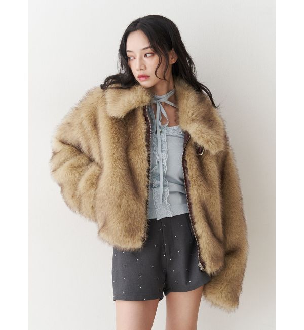 jouetie「【WEB限定】ベルトミドルファーコート」|ブルゾン・スタジャン|