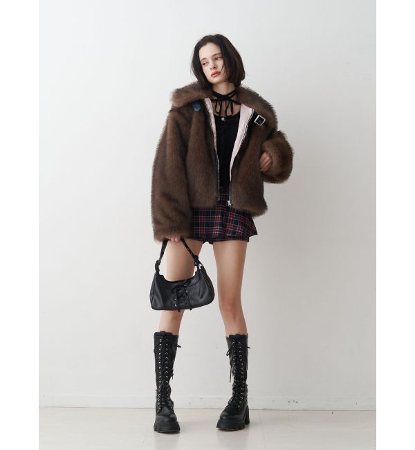 jouetie「【WEB限定】ベルトミドルファーコート」|ブルゾン・スタジャン|